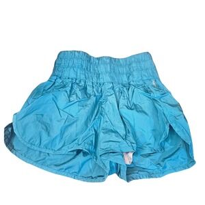 FP Movement Free People The Way Home Shorts Teal Blue High Rise Smocked Waist S
